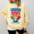 HUGvyn I Survived 100 Days Baseball Teacher Ice Cream Drip Comfort Colors Sweatshirt Blue Spruce HUGvyn I Survived 100 Days Baseball Teacher Ice Cream Drip Comfort Colors Sweatshirt Blue Spruce