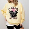 I'm Head Heffa Just Ask Me Bossy Highland Cow Baseball Cap Comfort Colors Sweatshirt Blue Spruce I'm Head Heffa Just Ask Me Bossy Highland Cow Baseball Cap Comfort Colors Sweatshirt Blue Spruce