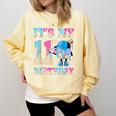 It's My 11th Birthday Baseball Ice Cream Drip Theme Comfort Colors Sweatshirt Blue Spruce
