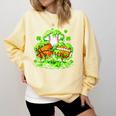 Kids St Patricks Day Shamrock Basketball Baseball Football Comfort Colors Sweatshirt Blue Spruce