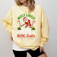Most Likely To Play Baseball With Santa Christmas Pajamas Comfort Colors Sweatshirt Blue Spruce Most Likely To Play Baseball With Santa Christmas Pajamas Comfort Colors Sweatshirt Blue Spruce