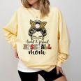 Loud And Proud Baseball Mom Messy Bun Leopard Baseball Mom Comfort Colors Sweatshirt Blue Spruce