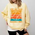 Loud And Proud Baseball Mom Vibrant Colorful Stripe Comfort Colors Sweatshirt Blue Spruce