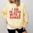I Am In Love With A Gamer Cute Valentines Day Gamer Couple Raglan Baseball Tee Comfort Colors Sweatshirt Blue Spruce