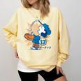 Lucy Van Pelt Baseball Catch Comfort Colors Sweatshirt Blue Spruce