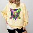 Mardi Gras Ice Cream Drip Baseball Sports For Men Women Kids Comfort Colors Sweatshirt Blue Spruce