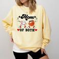 Mom Of Both Basketball Baseball Mom Comfort Colors Sweatshirt Blue Spruce