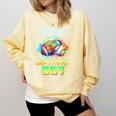 Nanny Of The Birthday Boy Baseball Football Colorful Comfort Colors Sweatshirt Blue Spruce