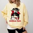 Peru Baseball Mom Messy Bun Comfort Colors Sweatshirt Blue Spruce