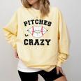 Pitches Be Crazy Baseball Moms Softball Players Hey Batter Comfort Colors Sweatshirt Blue Spruce Pitches Be Crazy Baseball Moms Softball Players Hey Batter Comfort Colors Sweatshirt Blue Spruce