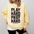 Play Hard Pray Hard Youth Boy Christian Baseball Jesus Comfort Colors Sweatshirt Blue Spruce Play Hard Pray Hard Youth Boy Christian Baseball Jesus Comfort Colors Sweatshirt Blue Spruce