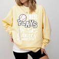 He Plays She Dances Mom Of Both Dancing And Baseball Mom Comfort Colors Sweatshirt Blue Spruce