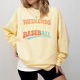 Weekends Coffee Baseball Retro Vibes Comfort Colors Sweatshirt Blue Spruce
