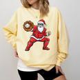 Santa Playing Baseball Baseball Lover Baseballer Xmas Comfort Colors Sweatshirt Blue Spruce