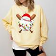 Santa Sports For Men Boys Christmas Baseball Player Comfort Colors Sweatshirt Blue Spruce