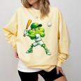 Shamrock Playing Baseball St Patricks Day Men Boys Kid Comfort Colors Sweatshirt Blue Spruce