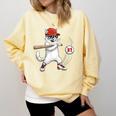Six Seven 67 Baseball Cat Birthday Men Kids Boys Comfort Colors Sweatshirt Blue Spruce