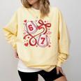 Six Seven Baseball Lover Sports Red Heart Bow Valentine Girl Comfort Colors Sweatshirt Blue Spruce