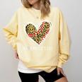 Softball Baseball Mom Valentine Leopard Heart Mother's Day Comfort Colors Sweatshirt Blue Spruce