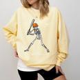 Spooky Season Skeleton Baseball Player Halloween Batter Comfort Colors Sweatshirt Blue Spruce