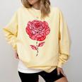 Sporty Rose Graphic With Baseball And Rugby Ball Petals Comfort Colors Sweatshirt Blue Spruce