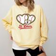 St Louis Leopard Heart Baseball Batter Boys Fan Comfort Colors Sweatshirt Blue Spruce