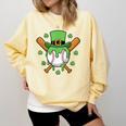 St Patricks Day Baseball Drip Ice Cream Baseball Home Plate Comfort Colors Sweatshirt Blue Spruce