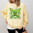 St Patricks Day Baseball Ice Cream Shamrock Baseball Player Comfort Colors Sweatshirt Blue Spruce
