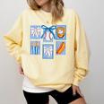 Stamps Coquette Bow Baseball Kids Youth Girls Baseball Mom Comfort Colors Sweatshirt Blue Spruce