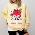 Stealing Hearts And Bases Baseball Player Valentine's Day Comfort Colors Sweatshirt Blue Spruce