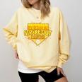 Strike Out Childhood Cancer Boys Baseball Drip Gold Ribbon Comfort Colors Sweatshirt Blue Spruce