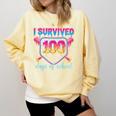 I Survived 100 Days Of School Baseball 100th Day Kids Girls Comfort Colors Sweatshirt Blue Spruce I Survived 100 Days Of School Baseball 100th Day Kids Girls Comfort Colors Sweatshirt Blue Spruce