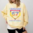 I Survived 67 Days Of School Baseball Trend For Boys Girls Comfort Colors Sweatshirt Blue Spruce