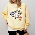 That's My Boy Leopard Heart Baseball Mom Premium Comfort Colors Sweatshirt Blue Spruce