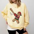 Ugly Christmas Sweater Gingerbread Baseball Toddler Kids Comfort Colors Sweatshirt Blue Spruce