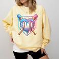 Valentines Baseball Heart Dripping Ice Cream Gen Z Alpha Comfort Colors Sweatshirt Blue Spruce