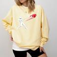 Valentines Day Baseball Batter Silhouette Heart Comfort Colors Sweatshirt Blue Spruce
