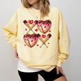 Valentines Day Drip Heart Baseball XOXO Boys Kids Men Sport Comfort Colors Sweatshirt Blue Spruce