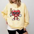 Valentines Day Heart Playing Baseball Boys Men Kids Girls Comfort Colors Sweatshirt Blue Spruce