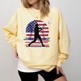 Women's Batter Patriotic American Flag Baseball Silks Comfort Colors Sweatshirt Blue Spruce Women's Batter Patriotic American Flag Baseball Silks Comfort Colors Sweatshirt Blue Spruce