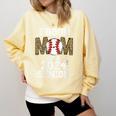 Womens Proud Mom Of a 2024 Senior Class Of 2024 Baseball Mom Comfort Colors Sweatshirt Blue Spruce