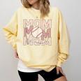Women's Retro Baseball Mama Distressed Baseball Mom Life Comfort Colors Sweatshirt Blue Spruce