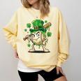 Women's St Patricks Day Baseball Leprechaun Shamrock Player Boys Kid Comfort Colors Sweatshirt Blue Spruce