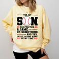 Yes Son Has Practice a Game Baseball Mom Comfort Colors Sweatshirt Blue Spruce