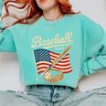 American Flag Baseball Player Bat Fan Catcher Pitcher USA Comfort Colors Sweatshirt Butter American Flag Baseball Player Bat Fan Catcher Pitcher USA Comfort Colors Sweatshirt Butter
