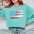 Baseball American Flag Patriotic USA Pride Comfort Colors Sweatshirt Butter