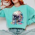 Baseball Catcher Mask Ice Cream Dripping Baseball Boys Comfort Colors Sweatshirt Butter