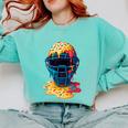 Baseball Catcher Mask Ice Cream Dripping Baseball Fan Boys Comfort Colors Sweatshirt Butter