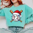 Baseball Christmas Lights Santa Christmas Baseball Player Comfort Colors Sweatshirt Butter