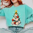 Baseball Christmas Tree Lights Santa Sport Player Lover Xmas Comfort Colors Sweatshirt Butter